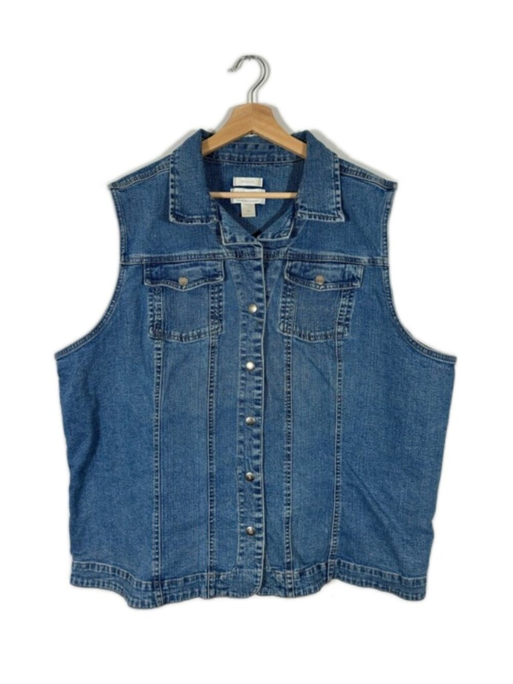 CJ Banks Women's Denim Vest Stretch Plus Size 3X Blue Casual Classic Layering